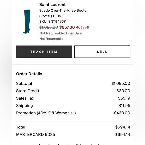 Saint Laurent Suede Over-The-Knee Boots - Picture 8 of 8